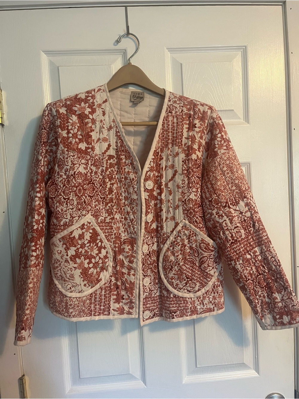 Como Vintage Rust & Cream Quilted Patchwork Jacket